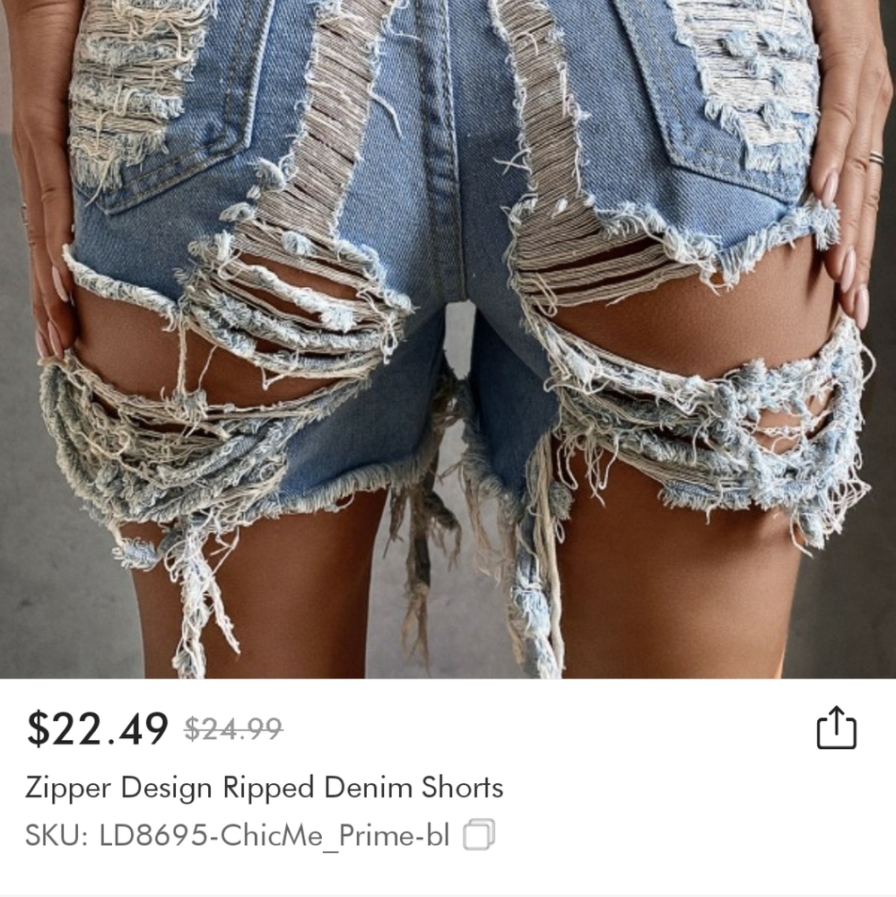 Ripped jean shorts